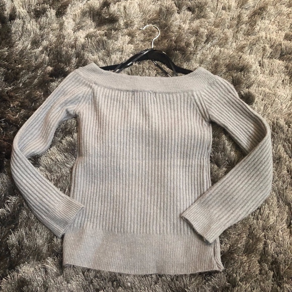 Grey off the Shoulder Sweater - Picture 2 of 3